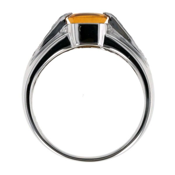 K18/Pt900 シトリン&ダイヤモンド リング 11号