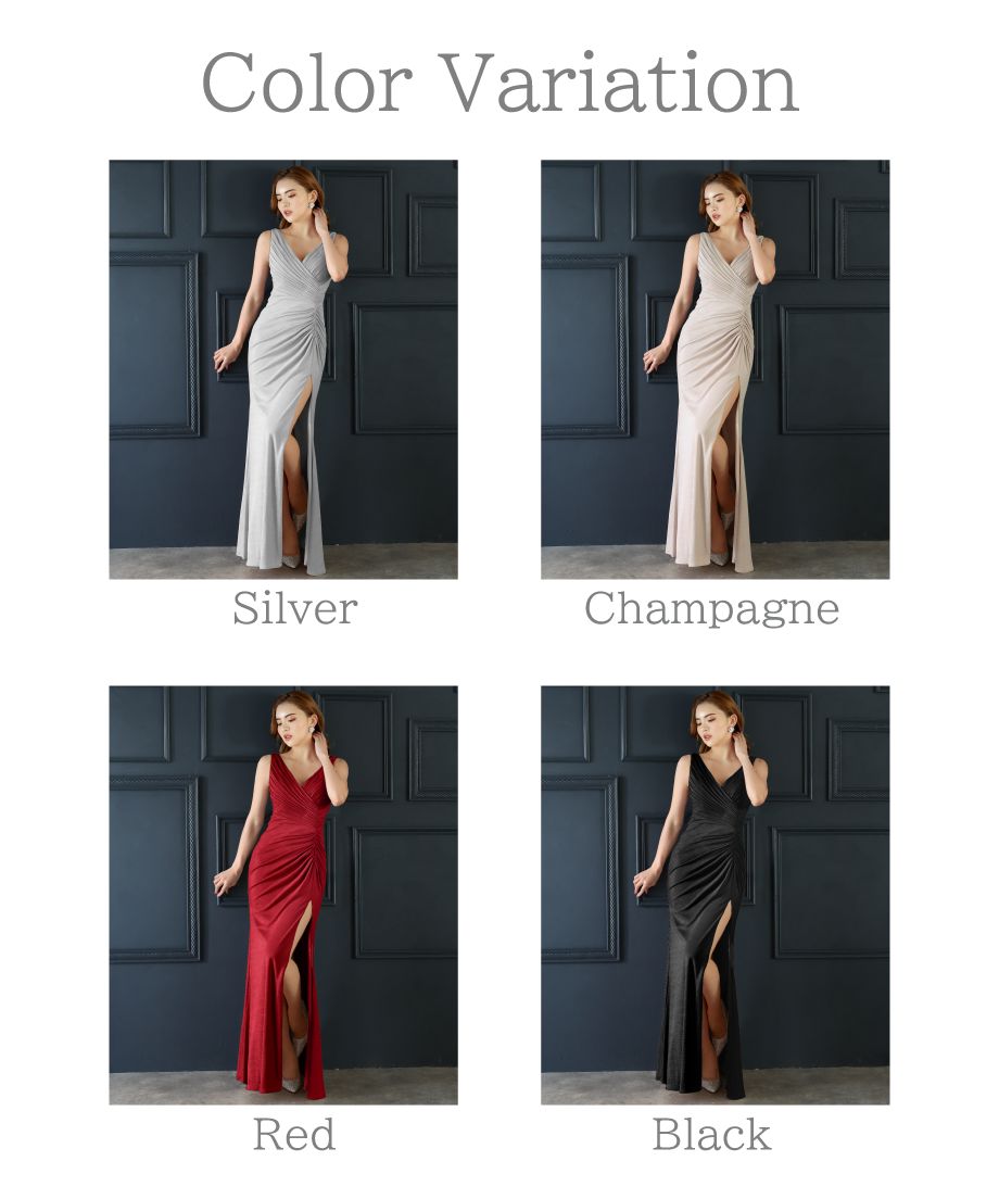 JEAN MACLEAN シャンパン ロングドレス JEAN MACLEAN】ロングドレス シャンパン・シルバーL コンテスト