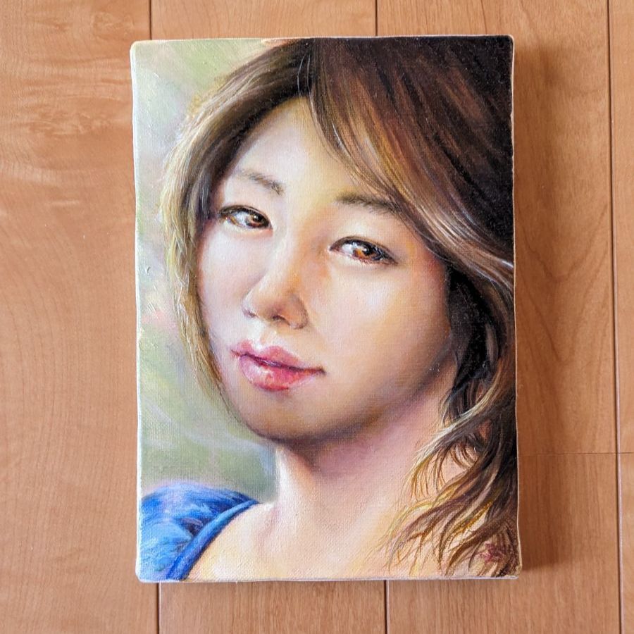 【国内在庫】PF338.真筆 油彩「魅せられて」女性画 人物画 F30号 額装 師:斎藤三郎 / 絵画美術品油絵 人物画