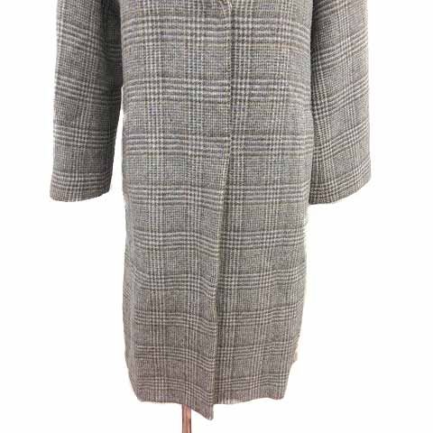 ヴェルサーチェ　グレンチェック　チェスターコート　L Safari12月号掲載】シンセティックレザーコンビ グレンチェック