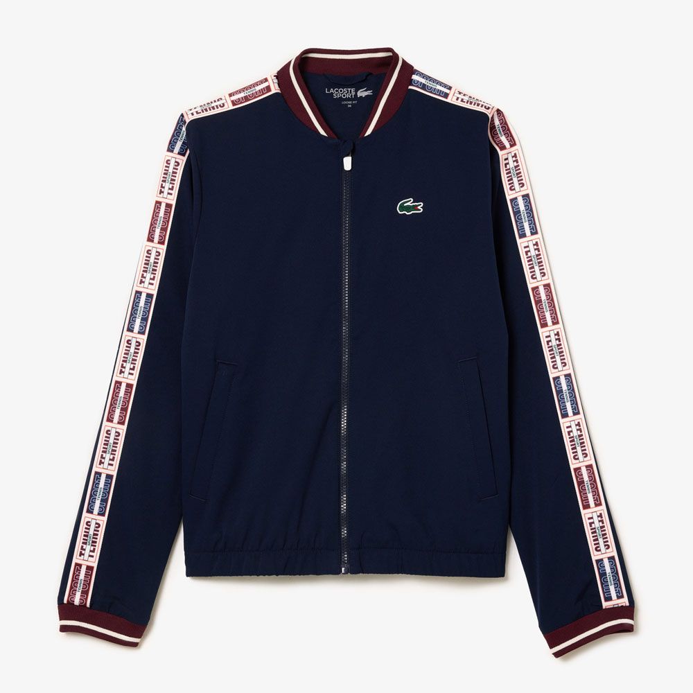 ラコステ LACOSTE テニスウェア レディース スリーブテーピングジップジャケット BF1026-99-166 2025FW タオルキャンペーン対象 LLC-HASEGAWATOSO_COM