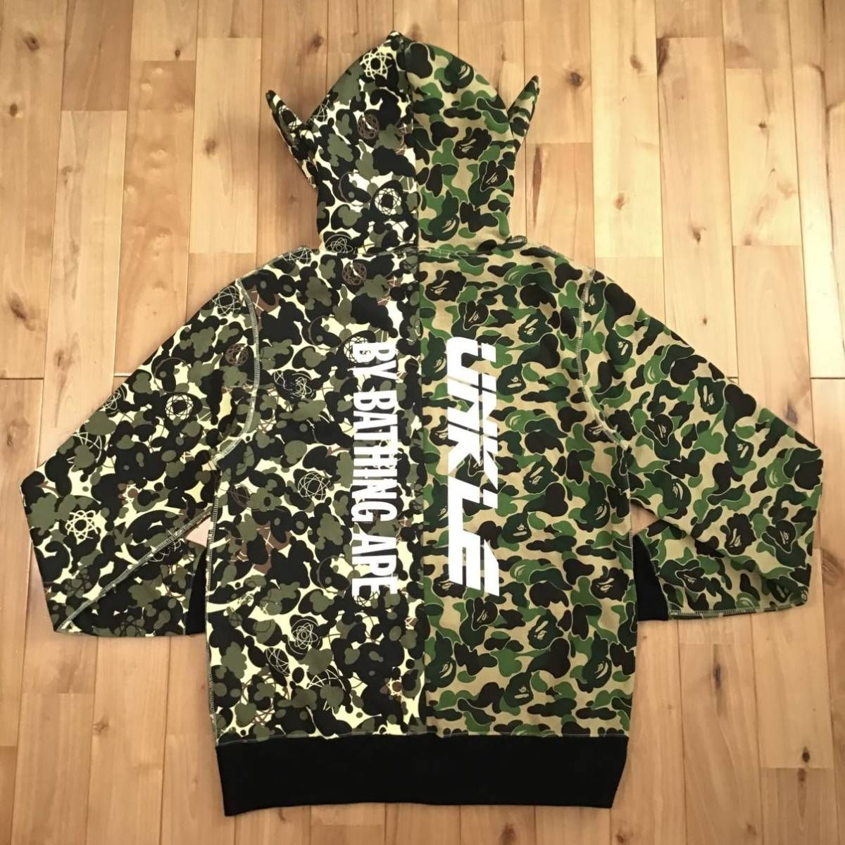 ★美品★ UNKLE × BAPE shark full zip hoodie Lサイズ a bathing ape エイプ ベイプ  アベイシングエイプ シャーク パーカー ABC camo