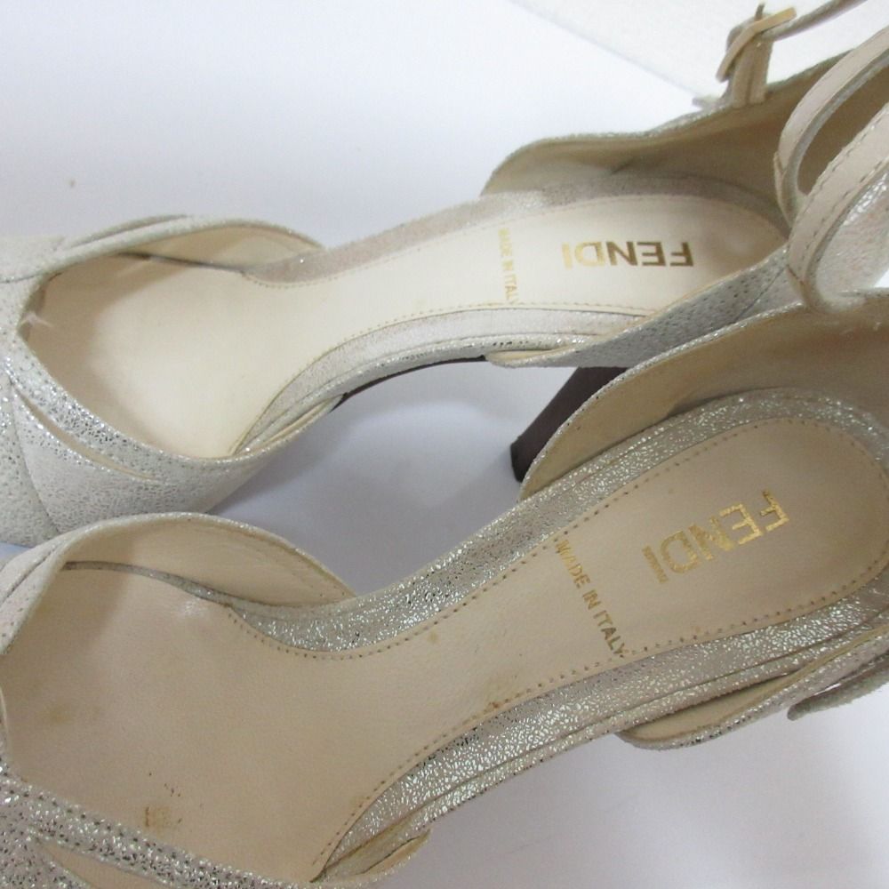 良品 FENDI フェンディ オープントゥ ハイヒール アンクルストラップ