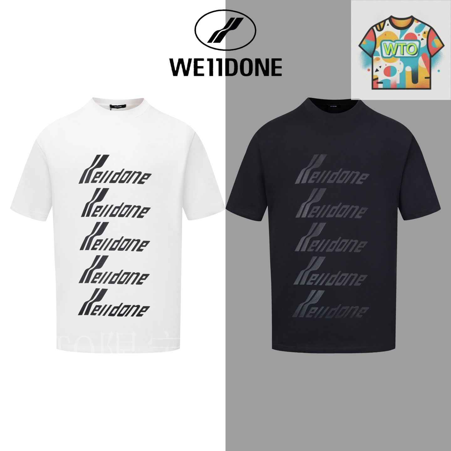 【関税込み】We11done ホワイト マルチロゴ Tシャツ 関税込み】We11done ホワイト プリントTシャツ (We11Done/T