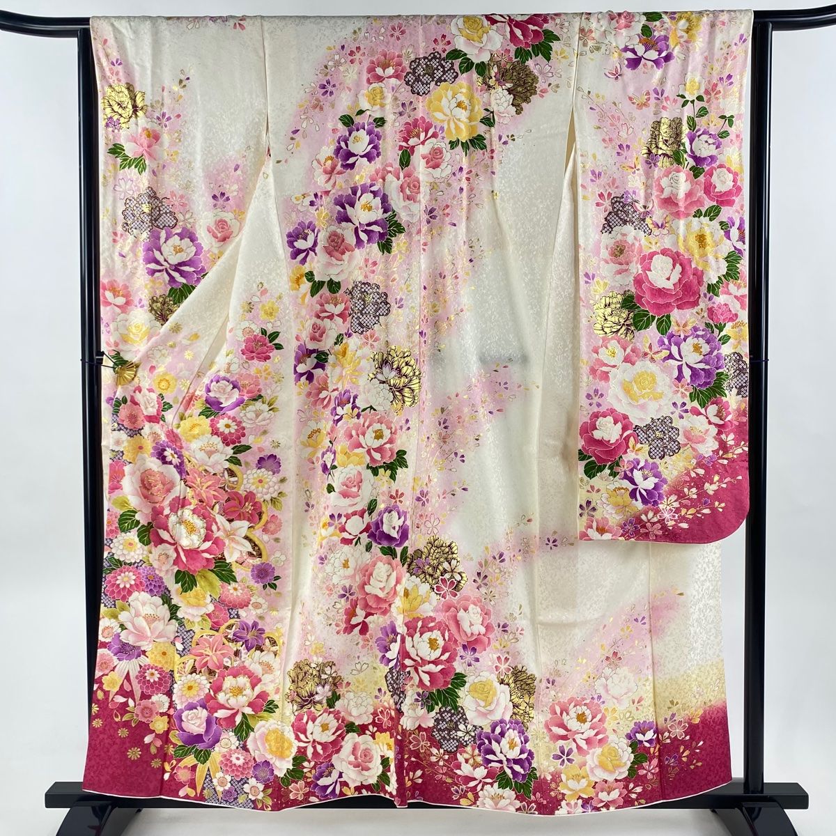 振袖 身丈155.5cm 裄丈68cm L 袷 やまと 熨斗 鞠 金糸 金彩 赤 正絹 美  