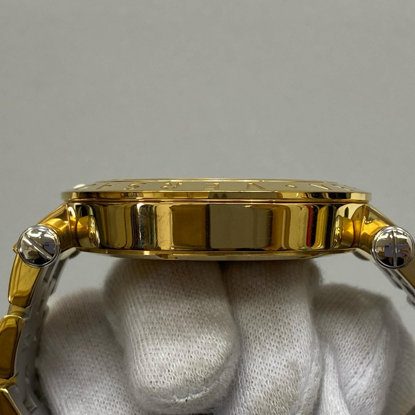 希少』VERSACE ヴェルサーチ GMT ALARM ゴールド 稼働 腕時計 希少