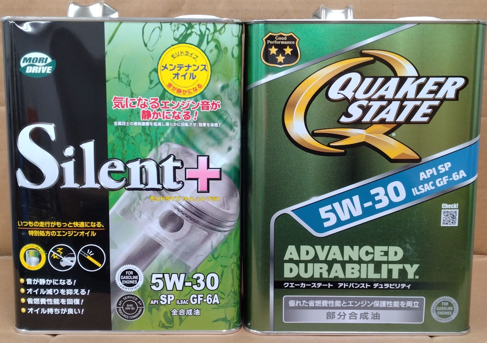 訳あり ﾓﾘﾄﾞﾗｲﾌﾞ ｻｲﾚﾝﾄﾌﾟﾗｽ SP 5W30 4L・QSアドバンストデュラビリティ 5W-30 SP 4L　計２缶セット