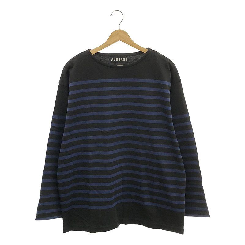 【美品】  AUBERGE / オーベルジュ | × FRINGE 別注カラー / BIG CHARLOTTE FULL /  ボーダー カットソー | 40 | ブラック/ブルー | メンズ