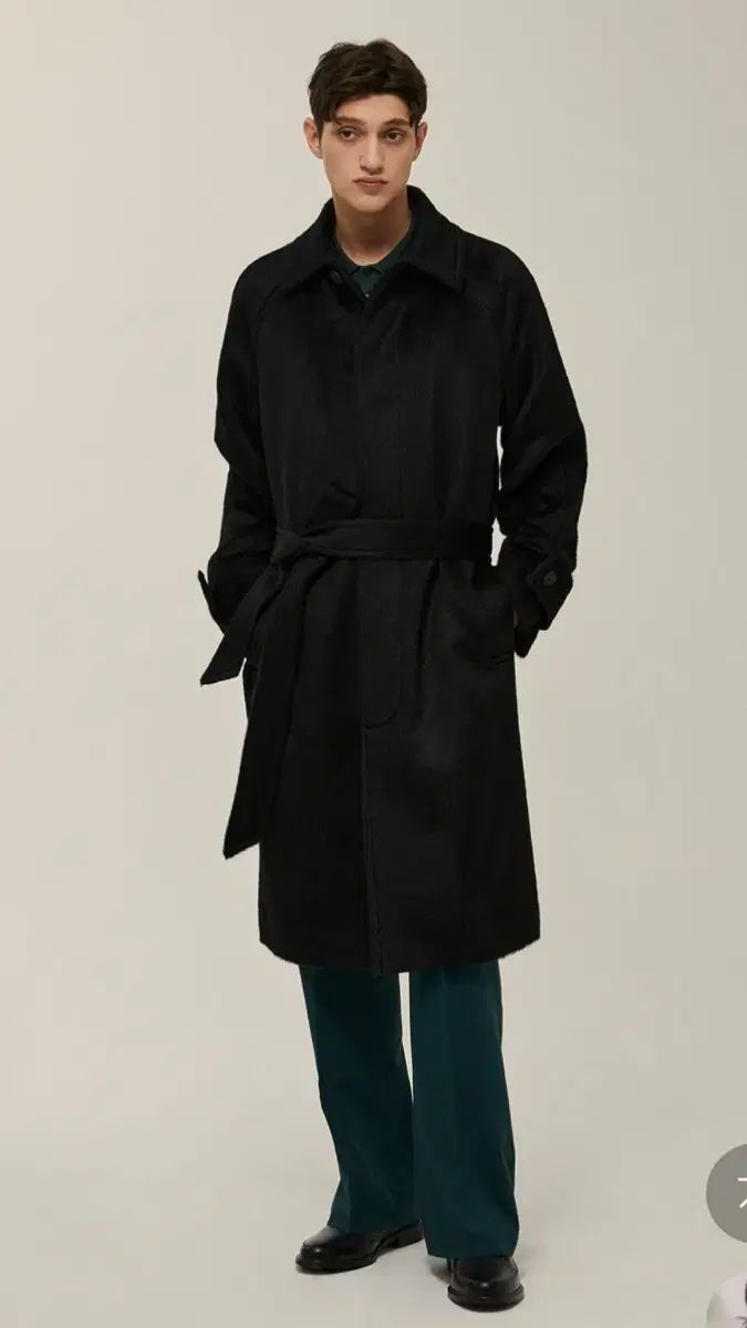 MEN'S TENORAS]シングルチェスターコート/アルパカ/黒 ☆L