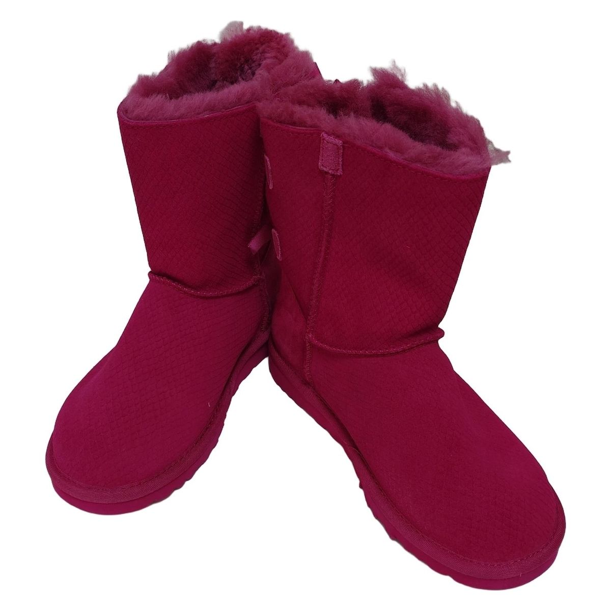 UGG アグ ショートブーツ 23 レディース ベイリーボウ エキゾチック スケールズ 1007526 ピンク リボン|型押し加工 ムートン