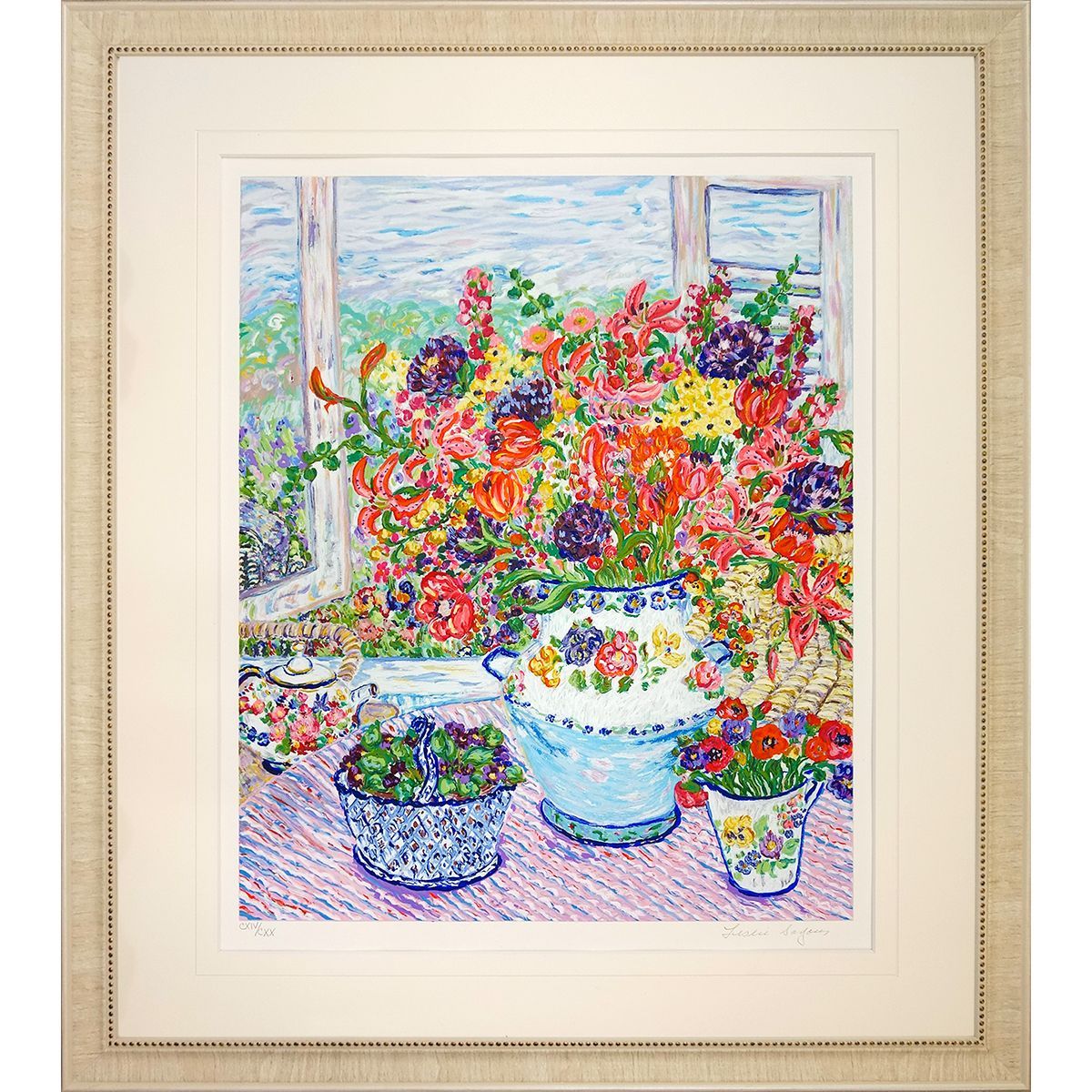 レスリー・セイヤー 「アフタヌーンティー」 シルクスクリーン 額付き 花の画家 花束 ブーケ 室内風景 大型絵画 直筆サイン 真作保証 Leslie  Sayour 絵画 美術品 アート 風水開運画 【YE014】 - メルカリ