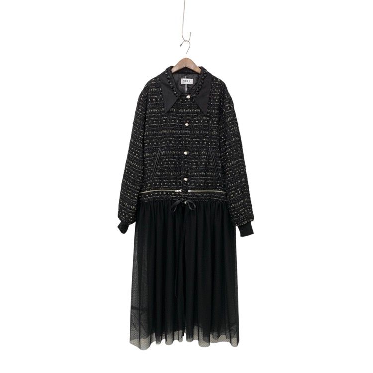 KIDILL キディル チュールドッキングリリーヤーンツイードブルゾン ジャケット コート ブラック 44 KL736