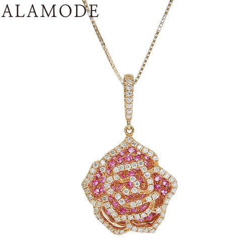 PS0.75|D.44 ピンクサファイア ダイヤ 薔薇 ネックレス K18 ピンクゴールド PG ネックレス ジュエリー フラワー ピンクゴールド ピンク レディース 41100068819 アラモード