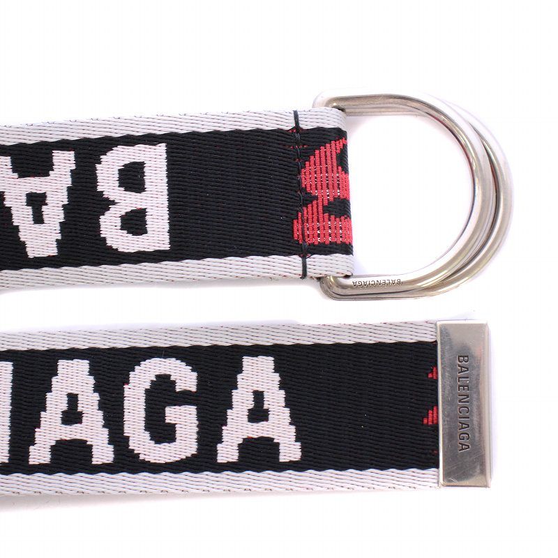 バレンシアガ BALENCIAGA D Ringベルト ロゴ 黒 ブラック 白 ホワイト