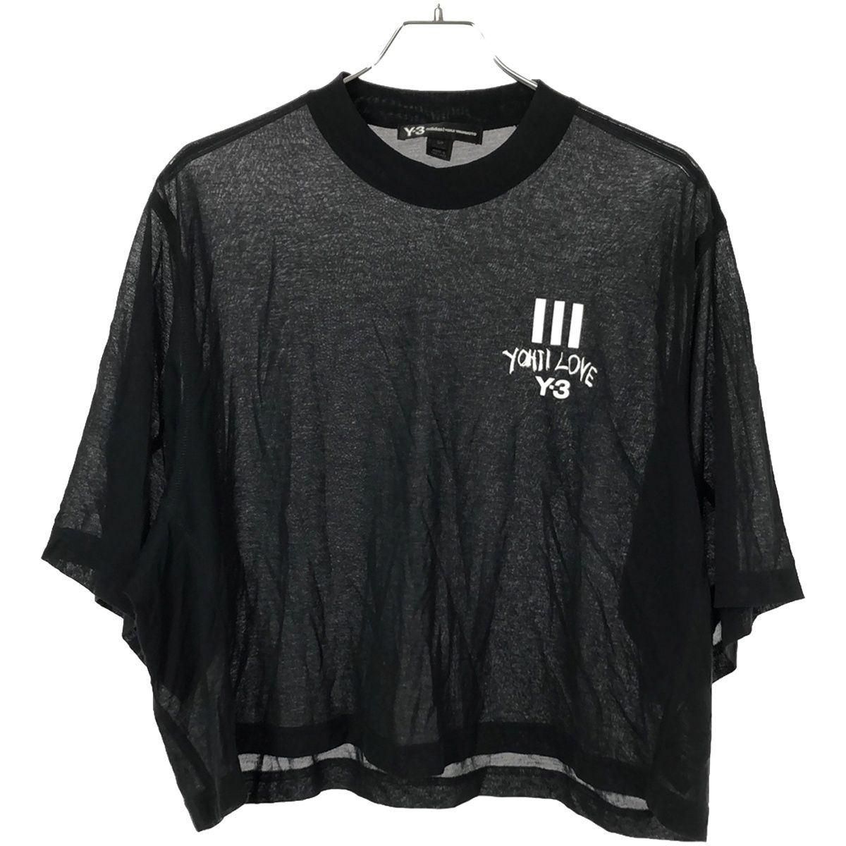 Y-3 ワイスリー 19SS Yohji Love Sheer Short Sleeve Tee クロップドT 