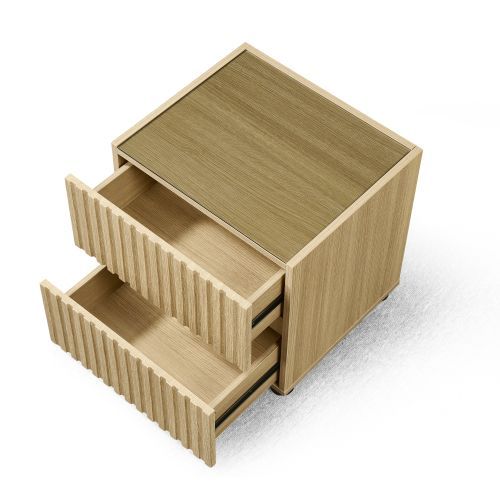 チェスト サイドテーブル キャビネット ルーバーデザイン 縦格子 オーク 収納 引き出し リビング インテリア 家具 北欧 モダン 和風 おしゃれ スタッキング MARWIL-DEMENAGEMENTS_CH