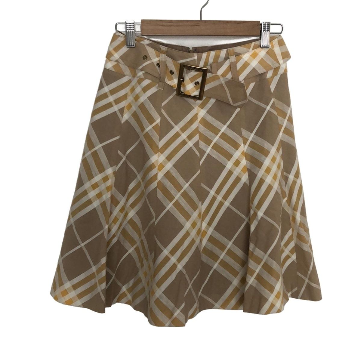 Burberry Blue Label バーバリーブルーレーベル スカート サイズ36 S レディース - ベージュ×ダークイエロー×マルチ ひざ丈|チェック柄