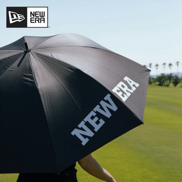 ニューエラ アンブレラ 傘 NEWERA GF UMBRELLA ゴルフアンブレラ フラッグロゴ ブラック 軽量 大型 ゴルフグッズ GOLF 大きい傘 メンズ 雨具 おすすめ カーボン 骨晴雨兼用 14470862 250411