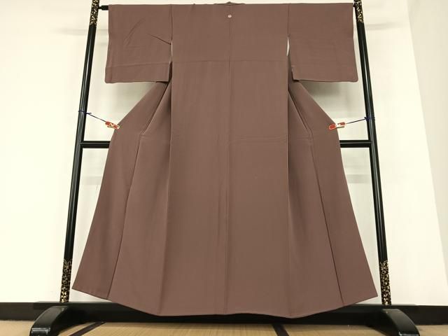 平和屋着物 上質な色無地 黒鳶色 正絹 AABA0369zg