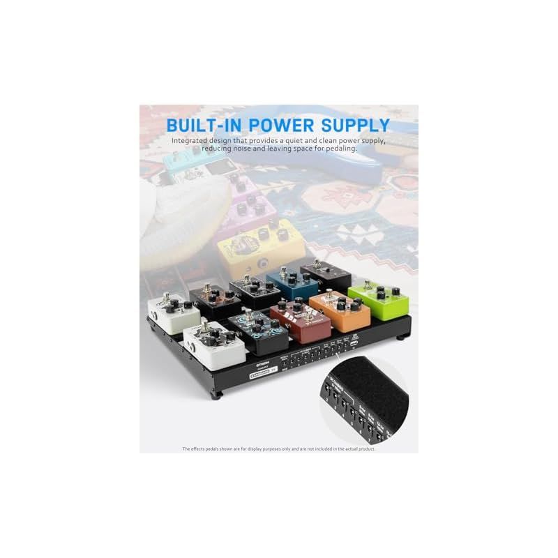STRICH 電源内蔵エフェクターボード 38 x 28cm 0.98kg 軽量アルミ合金製ペダルボード ペダルケーブル バッグ フックループストリップ付き PB-S15 1