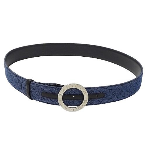 ブルガリ BVLGARI ベルト メンズ ブランド ロゴマニア デニム ブルー