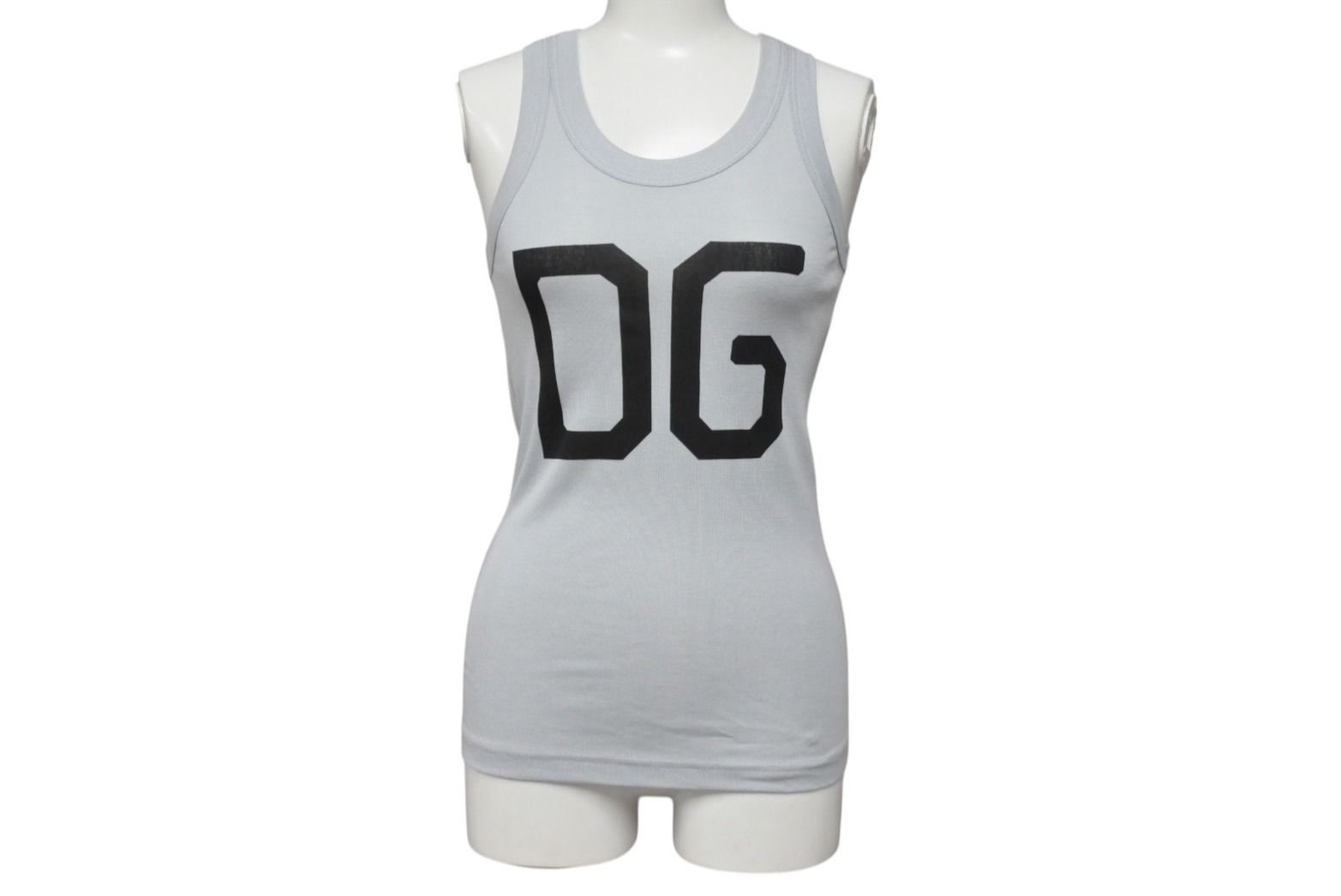 DOLCE-GABBANA ドルチェアンドガッバーナ DG ロゴ タンクトップ ライトグレー コットン HTJ27 サイズ38 4b002132