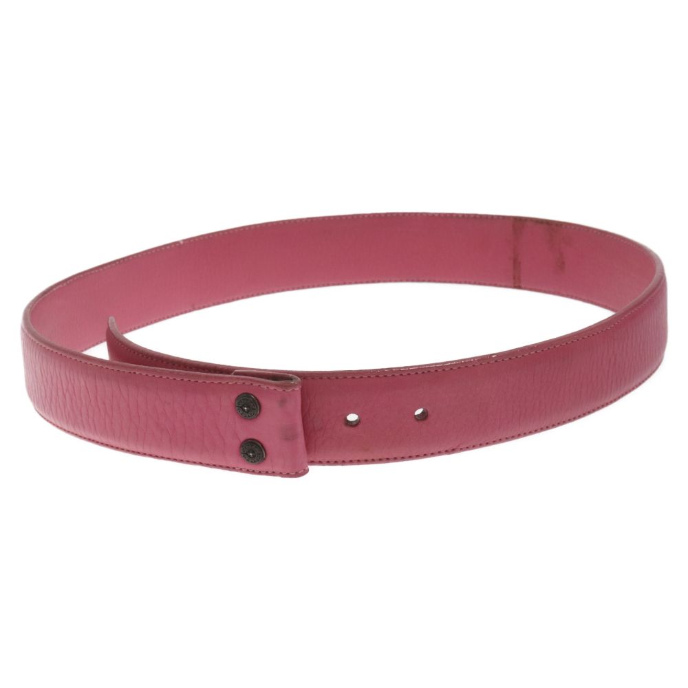 CHROME HEARTS (クロムハーツ) 1.5 STRAP 1.5inchスクロールレーベルリベッツ レザーベルト ピンク
