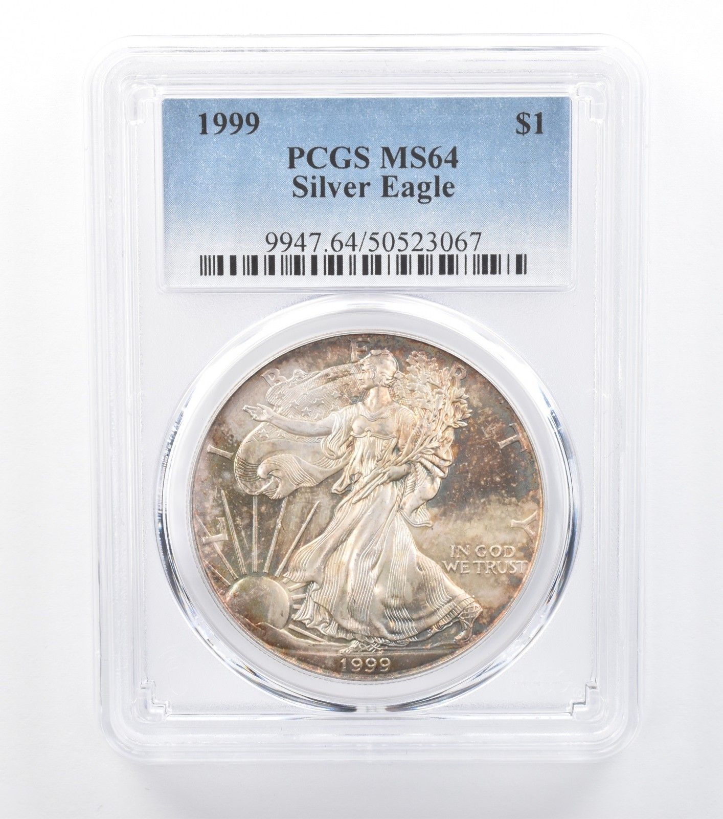 1999年 アメリカン シルバー イーグル MS64 PCGS ソフト レインボー T *7788
