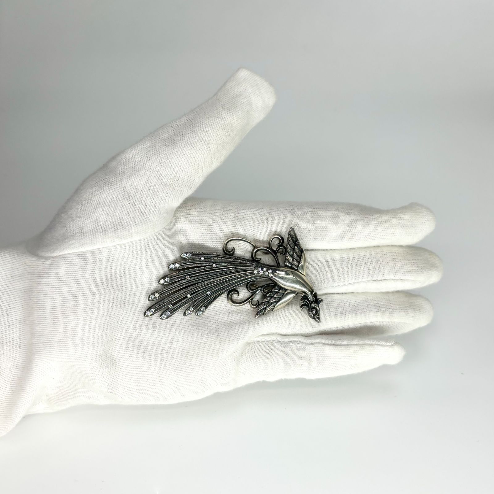 アンティーク 彩色 SILVER 猛虎 ブローチ＆カフス ブローチ