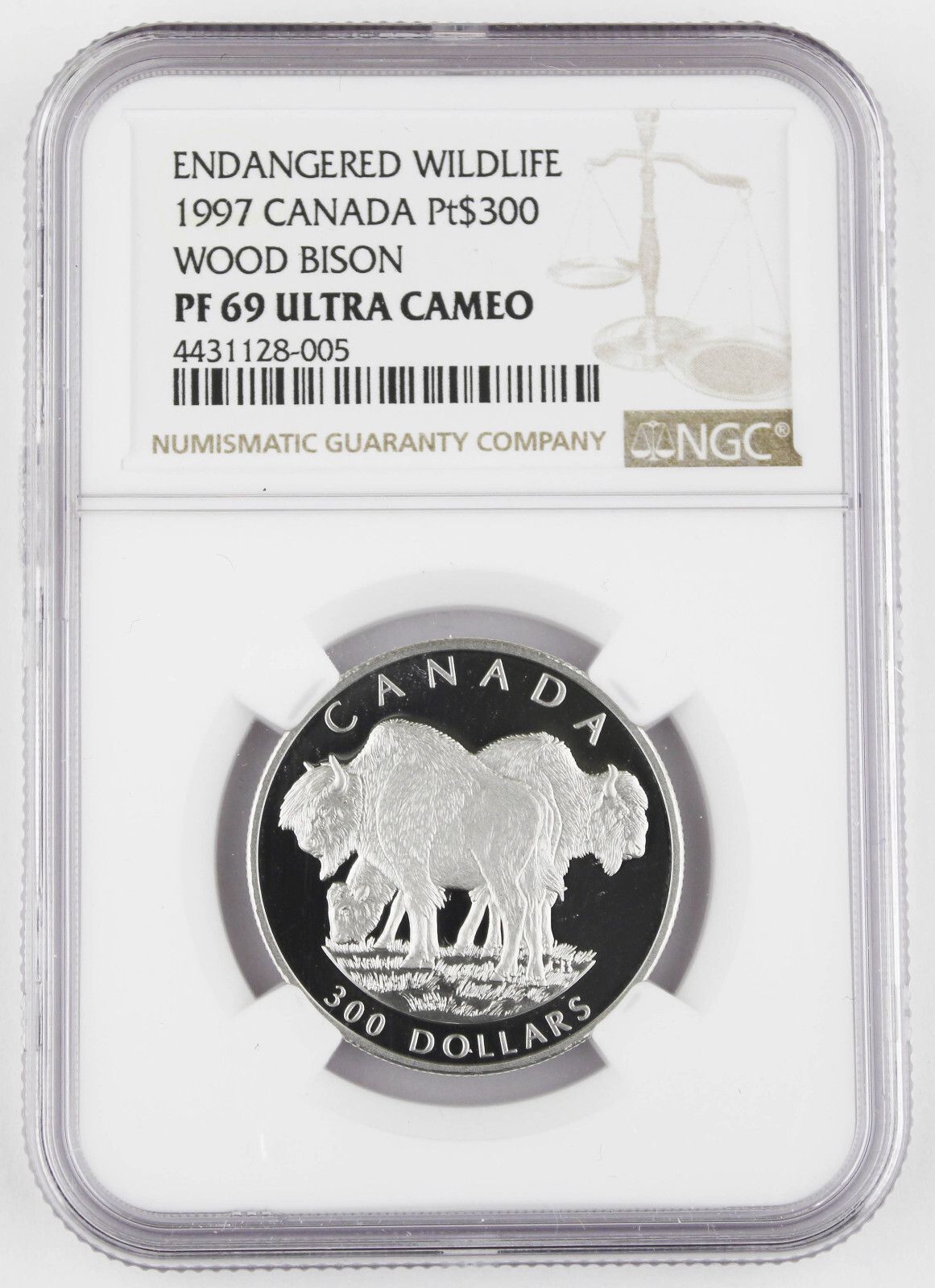 Canada 1997 $300 1 Oz Platinum Proof Coin NGC PF69 UC Wildlife - Wood Bison