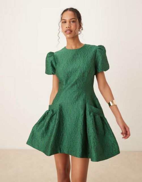 シスタージュン レディース ワンピース トップス DREAM Sister Jane Trillium jacquard mini dress in green