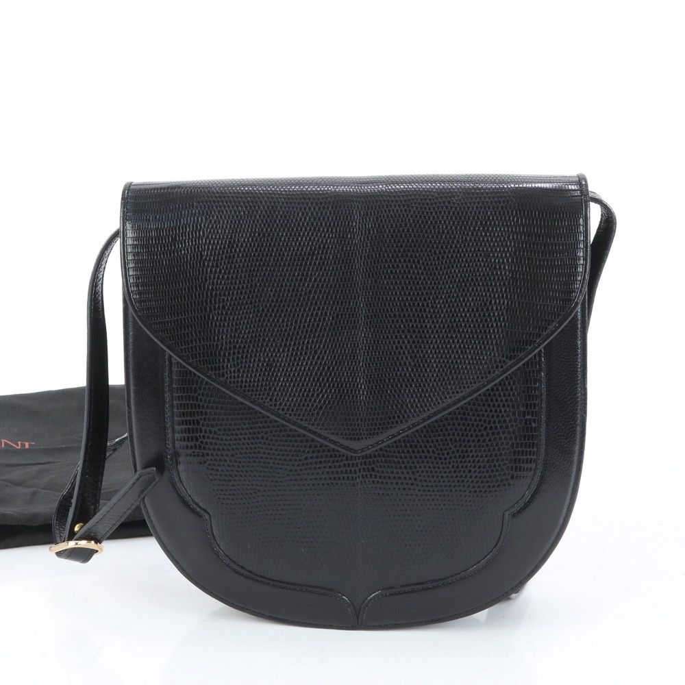 【人気】イヴサンローラン　ショルダーバッグ　YSL　リザード　レザー　ブラック Yves Saint Laurent イヴ・サンローラン YSL リザード レザー