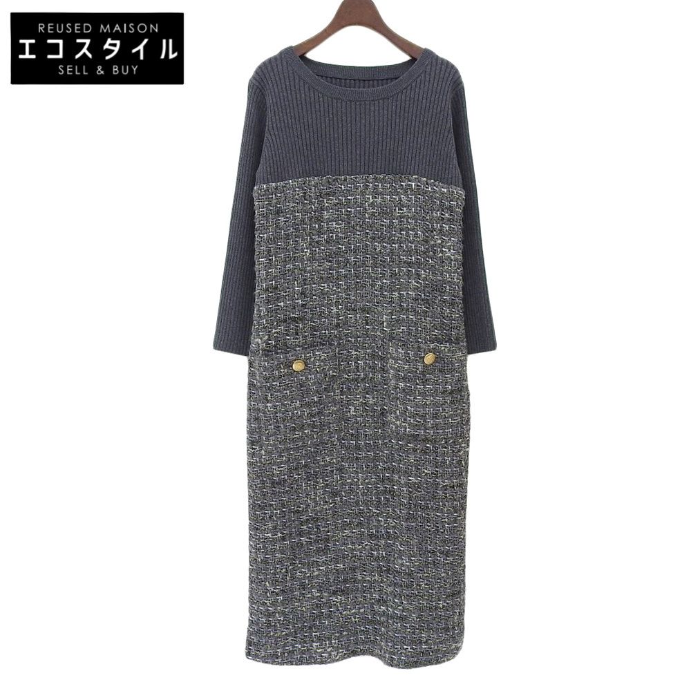 Grace Class グレースクラス Grace Class グレースクラス ニットコンビ ツイード ワンピース レディース グレー 38 23年製 38