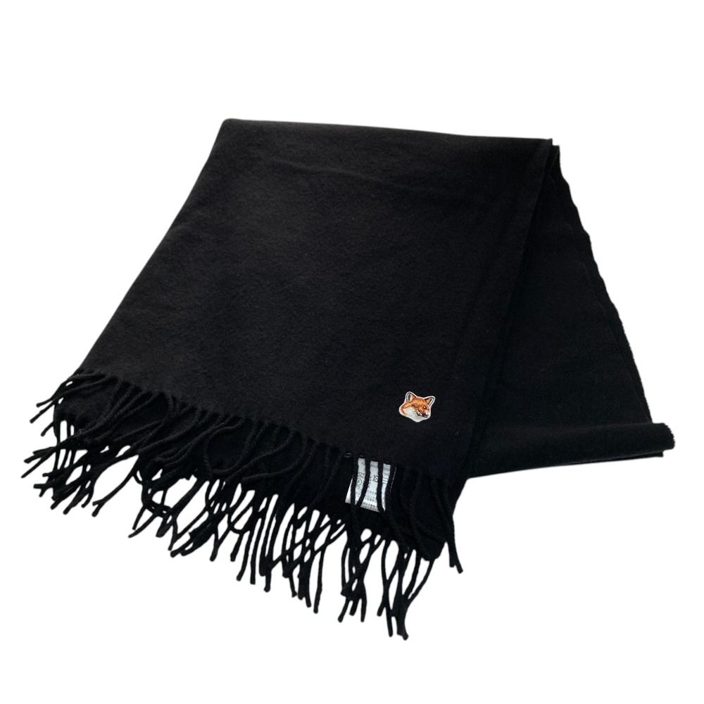 話題の人気 美品 MAISON KITSUNE メゾンキツネ SMALL FOX HEAD WOOL SCARF 小物