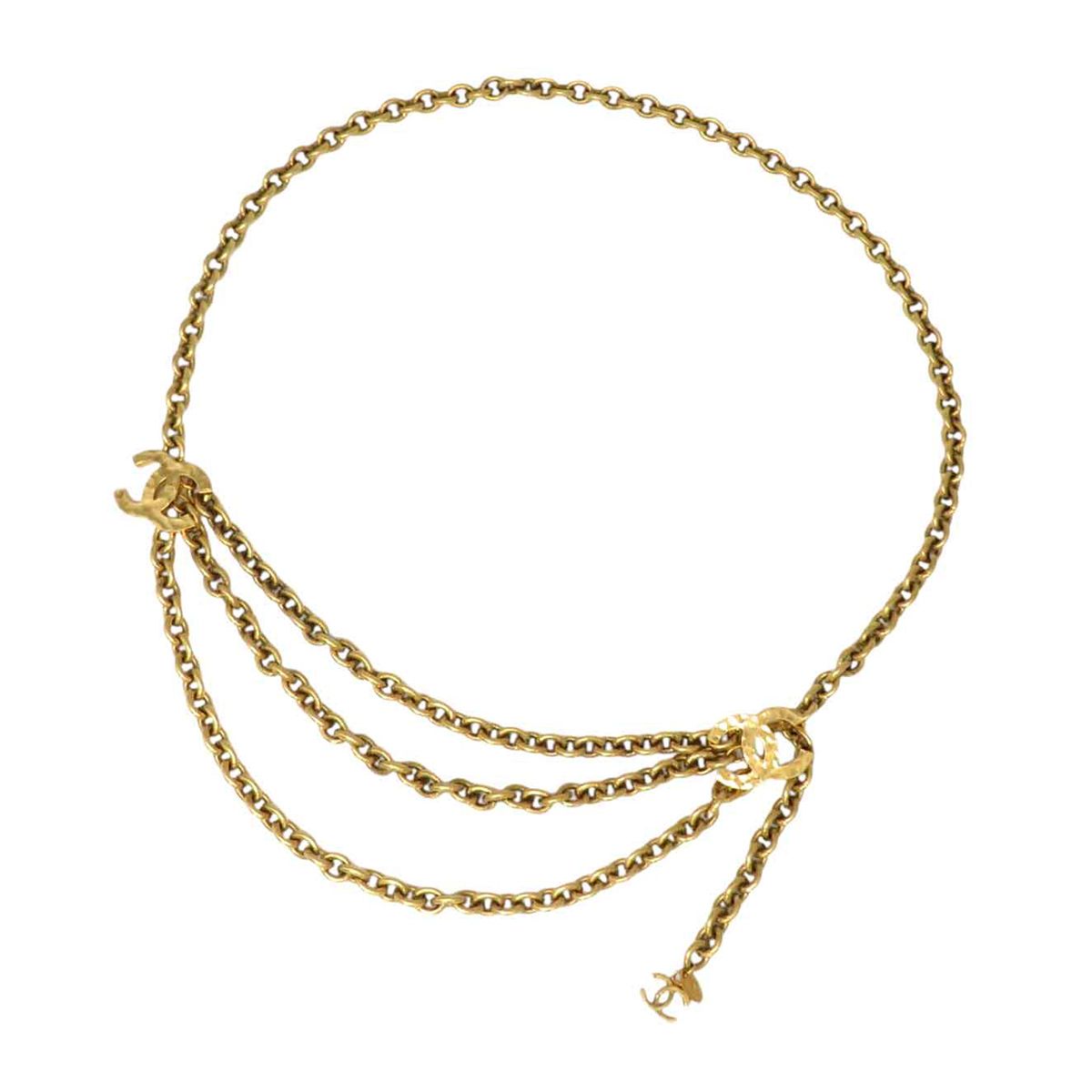 シャネル ココマーク 3連 ヴィンテージ チェーンベルト メタル ユニ  