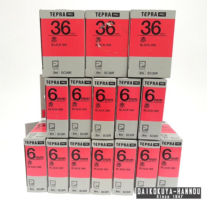キングジム その他文具 TEPRA PRO 6mm 36mm幅 赤 ブラックインク