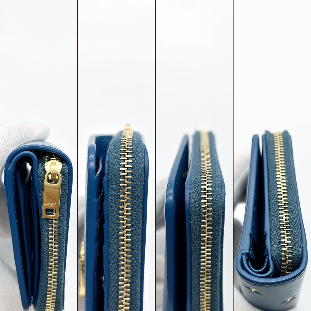 YVESSAINTLAURENT サンローラン 長財布 青 レザー スタッズ YVESSAINTLAURENT サンローラン 長財布 青 レザー スタッズ