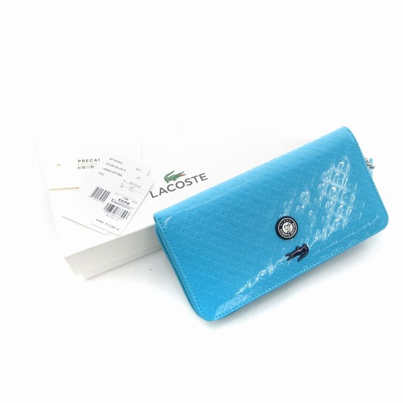 ラコステ LACOSTE 長財布 エナメル ロゴ ラウンドファスナー 総