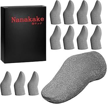 Nanakake 指サック 12個入り 二層エッジ折り 銀繊維100% 超薄型 スマホ ゲーム 音げー ゆびさっく 超高感度 指カバー 手汗対策 操作性アップ なタッチ感 ゲーム体験 スマホ/タブレット 全機種対