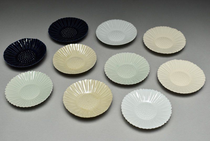 蔵A5277 色替 菊形小皿 銘々皿 三寸皿 十客