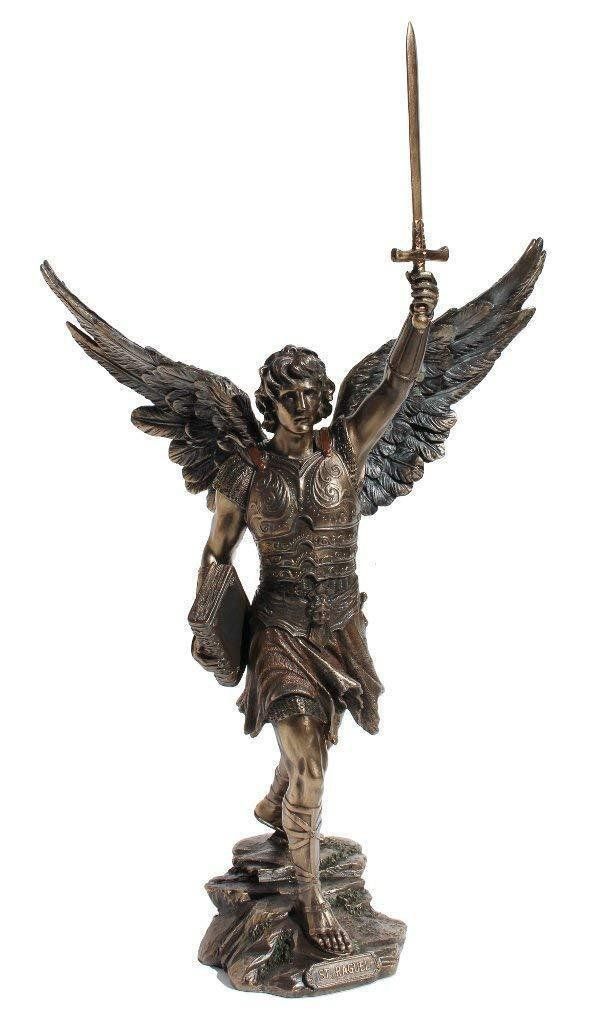 高さ 約42ｃｍ 神の友人 剣を持った 守護天使 聖ラグエル ブロンズ風 置物 彫像 彫刻/ カトリック教会 福音 洗礼 精霊 守護 贈り物（輸入品