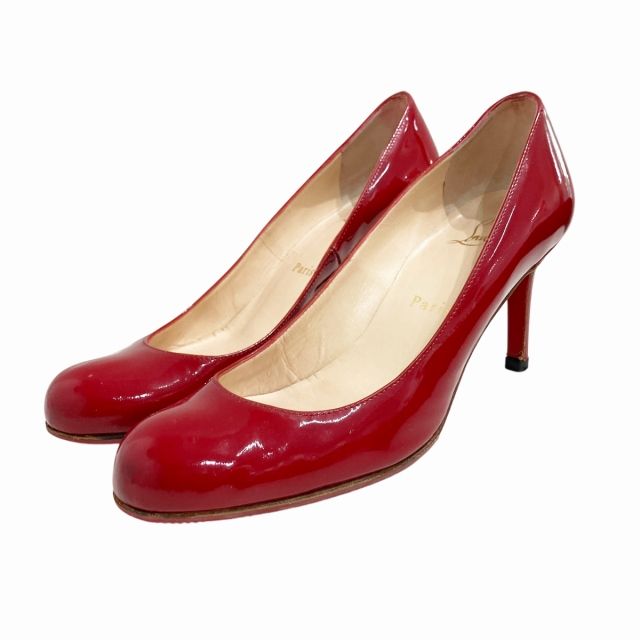 クリスチャンルブタン Christian louboutin パンプス エナメル ハイヒール 赤 レッド 36.5 約22㎝ IBO71