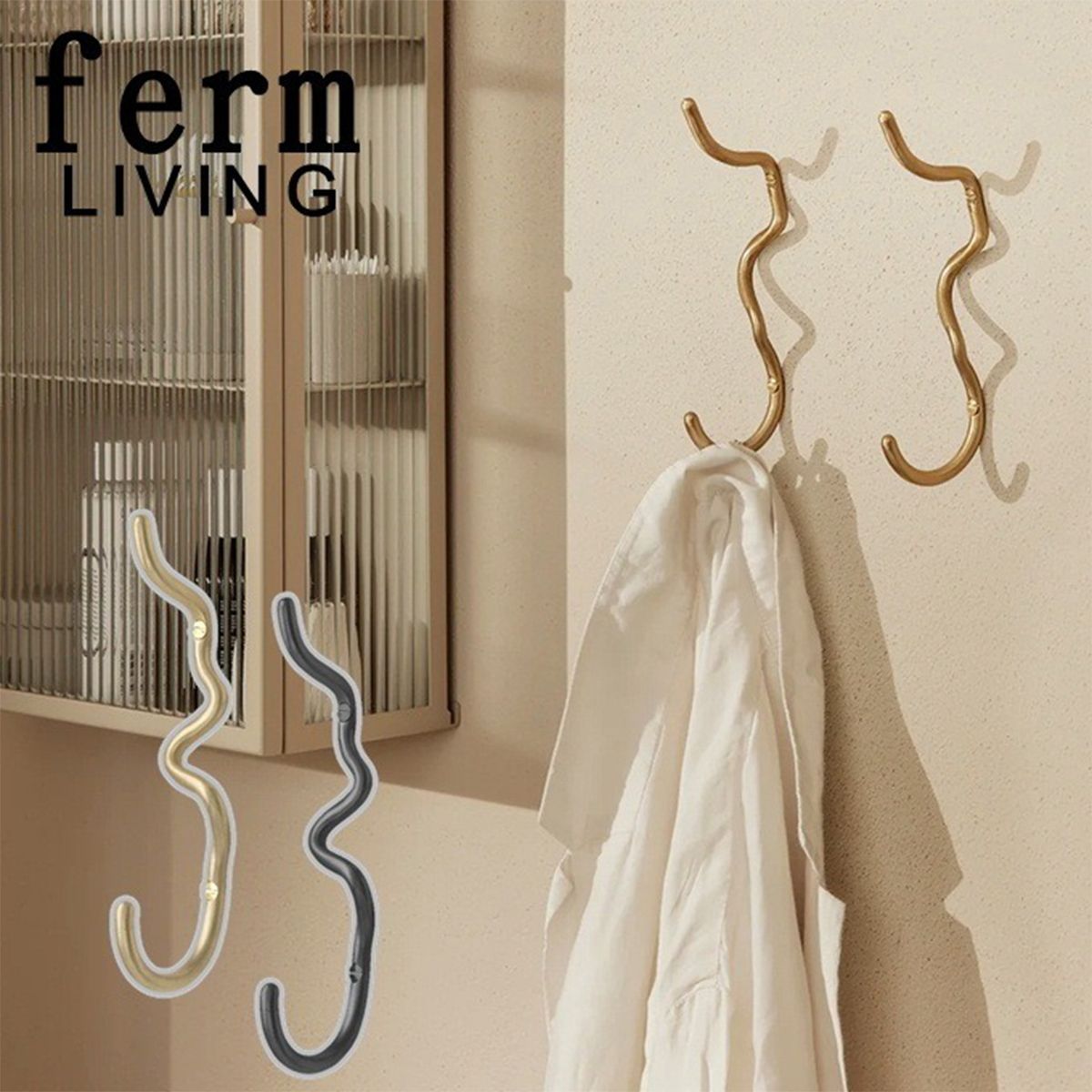 ferm LIVING ファームリビング タオル掛け 洋服掛け Curvature Hook 北欧 家具 おしゃれ ライフスタイル 家具 日用品 DIY リノベーション バス トイレ ランドリー 小物 ユ00582