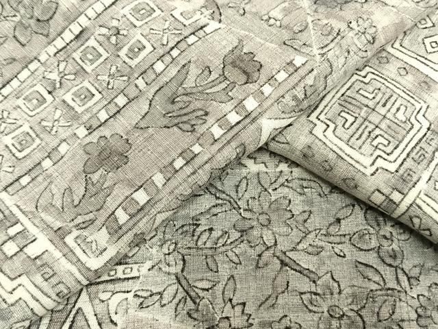 平和屋着物▽上質な小紋 単衣 紬地 切嵌文 正絹 AAAW1318fy
