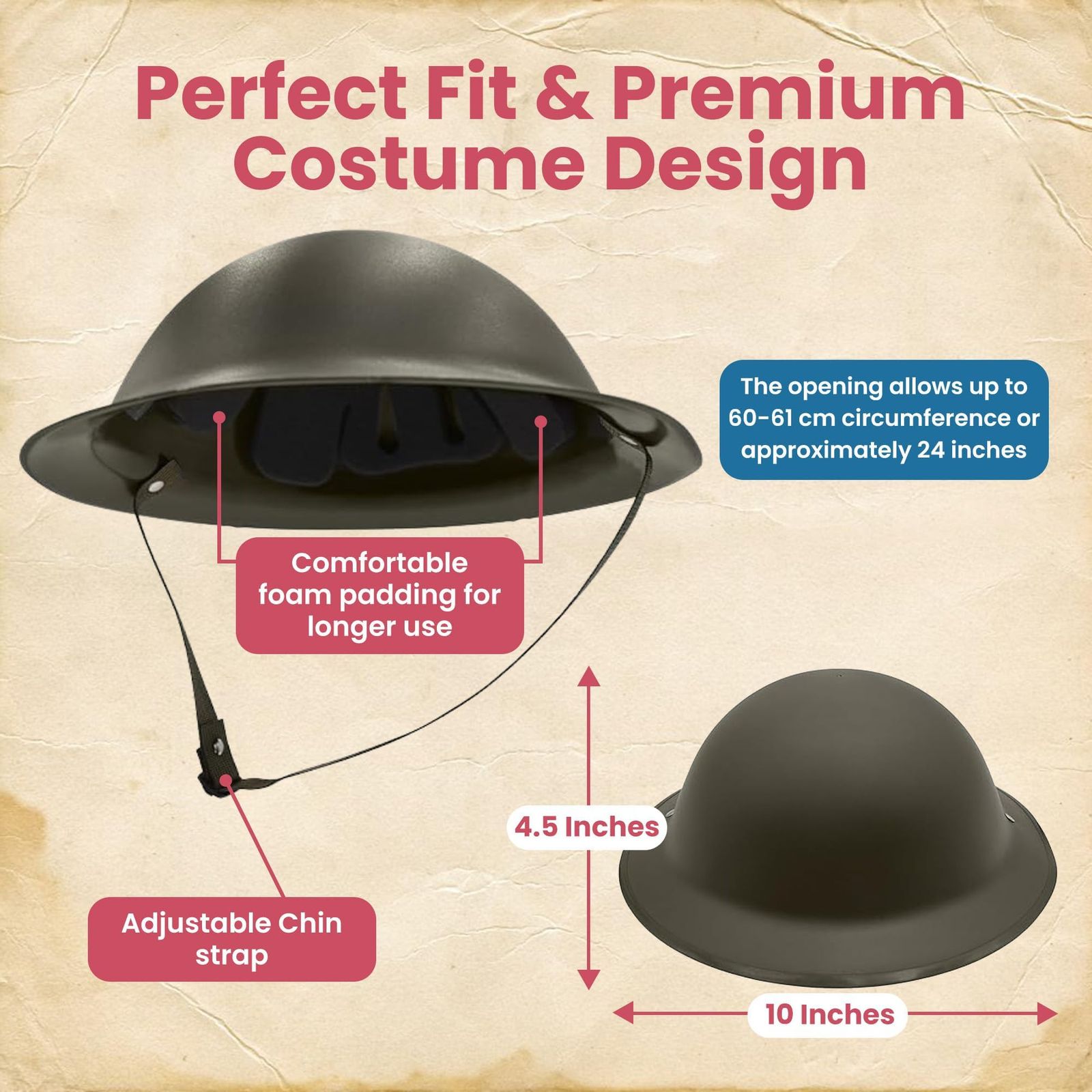 Nicky Bigs Novelties - 大人用 WW2 イギリス陸軍ヘルメット、味方 WW2