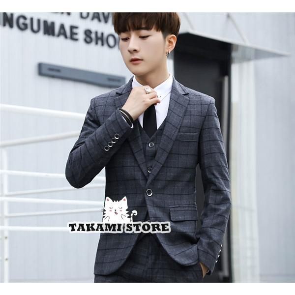 スーツ メンズ スリーピース ビジネススーツ セットアップ ストライプ 3ピーススーツ カジュアルスーツ ベスト付き 細身 ベスト 3点セット 通勤  送料無料 : GM5 - 通販 - Yahoo!ショッピング メンズスーツ ストライプ セットアップスーツ（ジャケット・ベスト・パンツ）3点