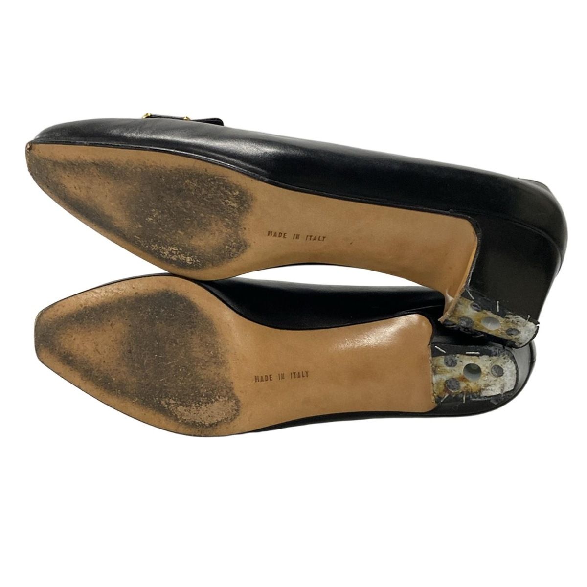 OLD FERRAGAMO(オールドフェラガモ)ブラックレザー×ゴールド