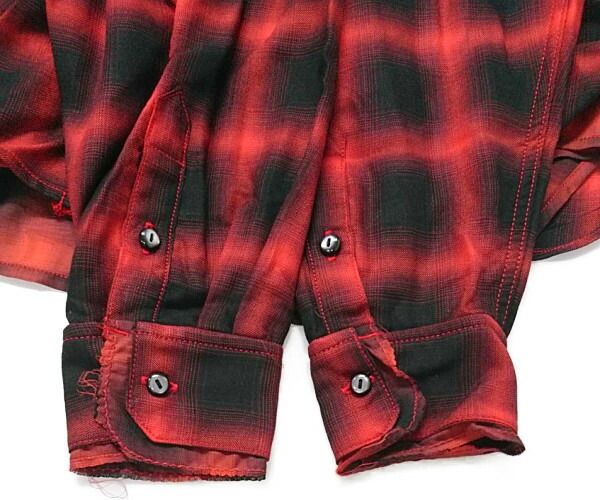SEVESKIG セヴシブ 22SS FAKE FAKE SHIRT レイヤード デザイン シャツ 長袖 レッド サイズM 正規品 / 27657