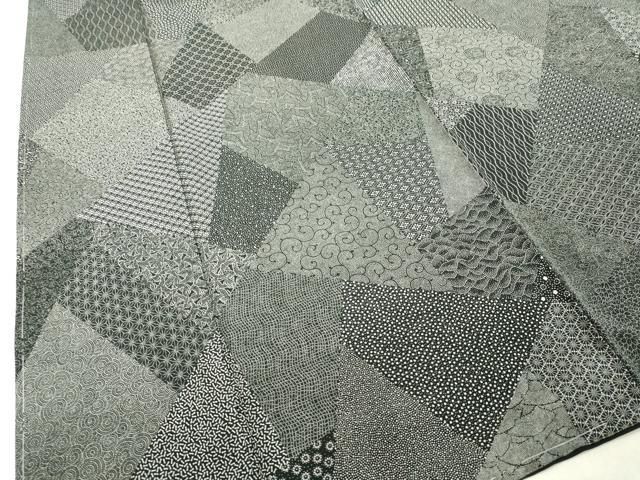 平和屋着物○江戸小紋 寺山存男 寄せ小紋柄 黒地 正絹 逸品 未