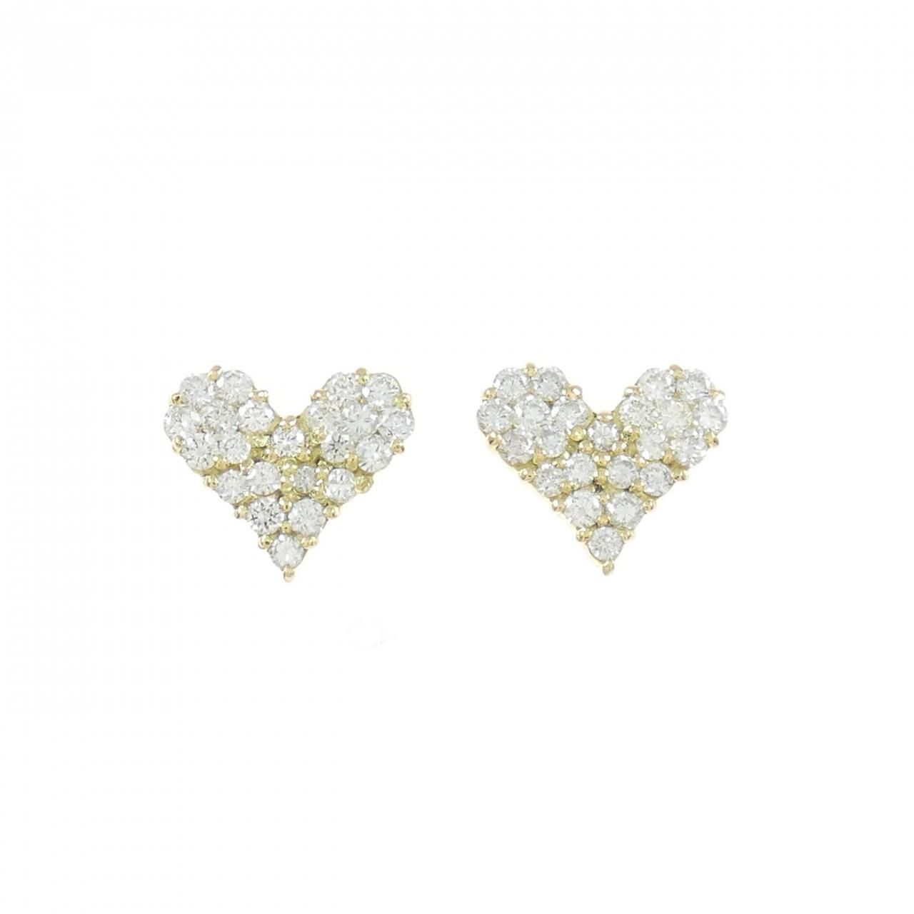 K18YG ハート ダイヤモンド ピアス 0.40CT